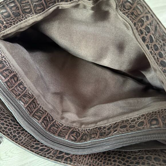 Etienne Aigner Women's Olive Green Croc Embossed Leather Tote Bag - Picture 5 of 16